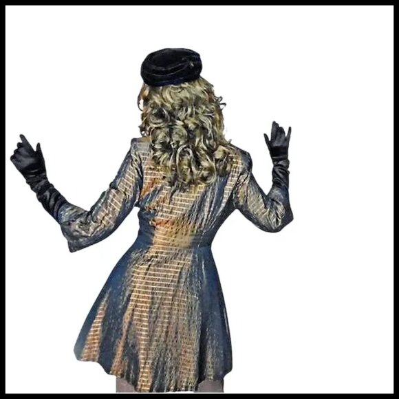 Vintage Evening Cover Copper Gold Metallic Mini Dress 40s Lounge Jacket - Picture 7 of 14